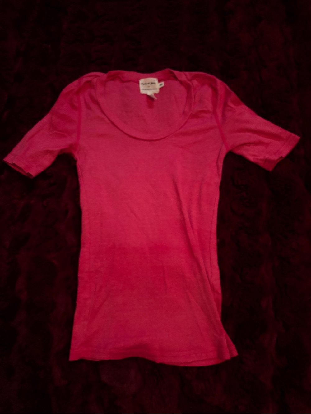 Michael Stars anthropologie Women's Pink Scoop Neck Short Sleeve Top xs